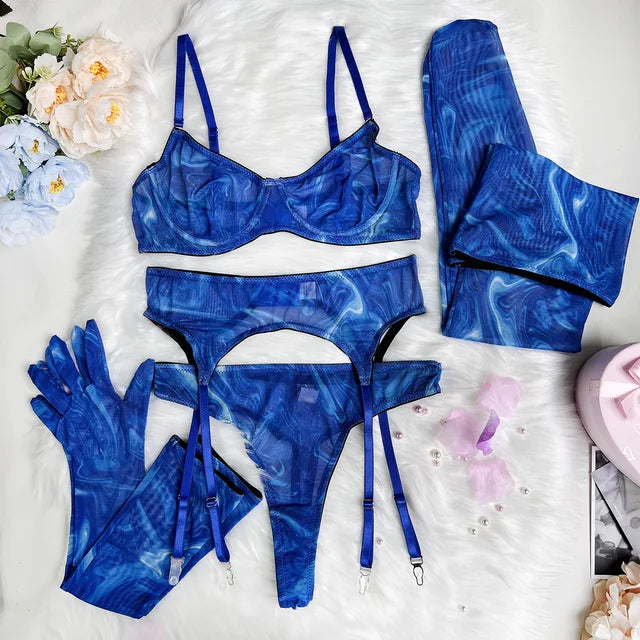 Serena | Conjunto de lencería tie-dye de 5 piezas