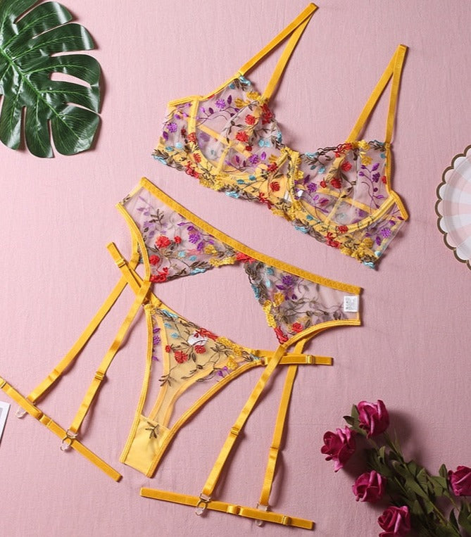 Margarita | Conjunto de lencería francesa de 3 piezas