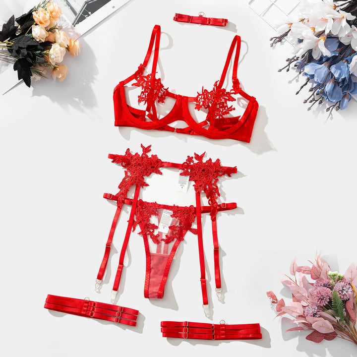 Elena | Conjunto de lencería francesa de 3 piezas