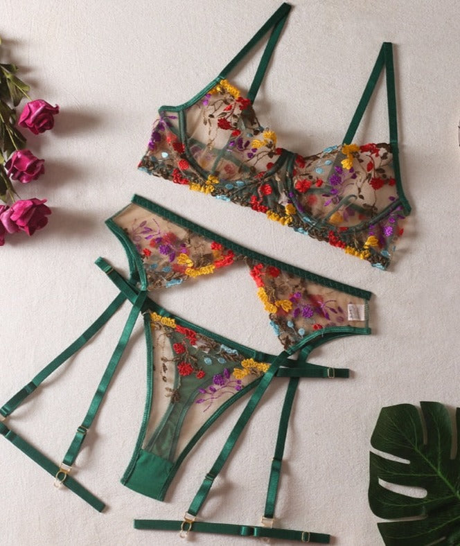 Margarita | Conjunto de lencería francesa de 3 piezas