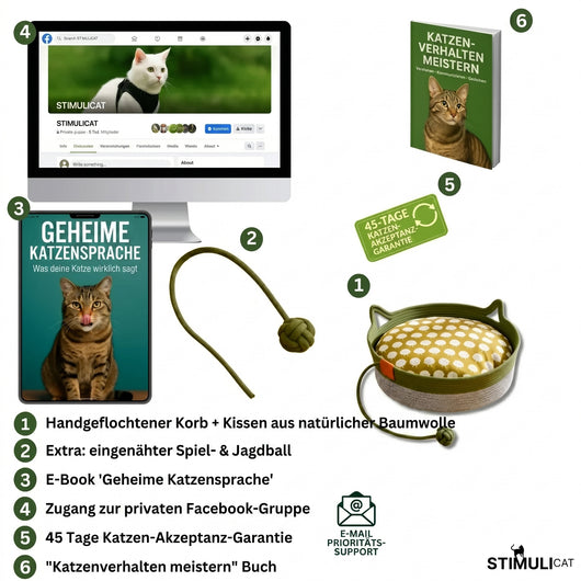 Instinkt Katzenkorb | Entdecke den ersten wissenschaftlich fundierten natürlichen Rückzugsort für Wohnungskatzen