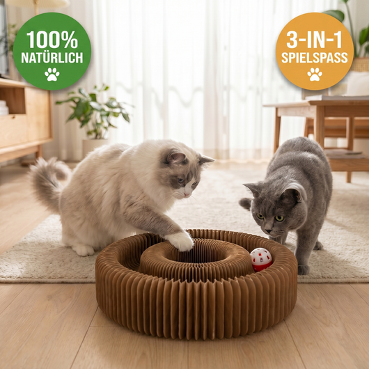 Wooflyx SchnurrSpirale™ Das interaktive 3-in-1 Katzenspielzeug